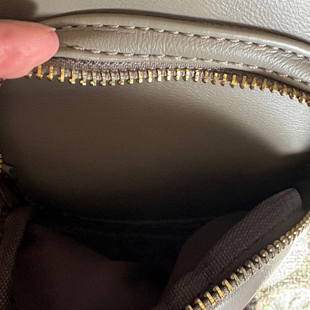 Beige/Gray Crossbody Bag with Gold Accents and adjustable straps​​ - Picture 3 of 7